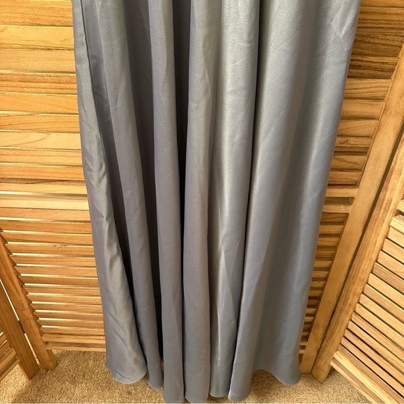 BHLDN Elsie Straight-Neck Satin A-Line Gown in blue size 2 - Picture 6 of 10